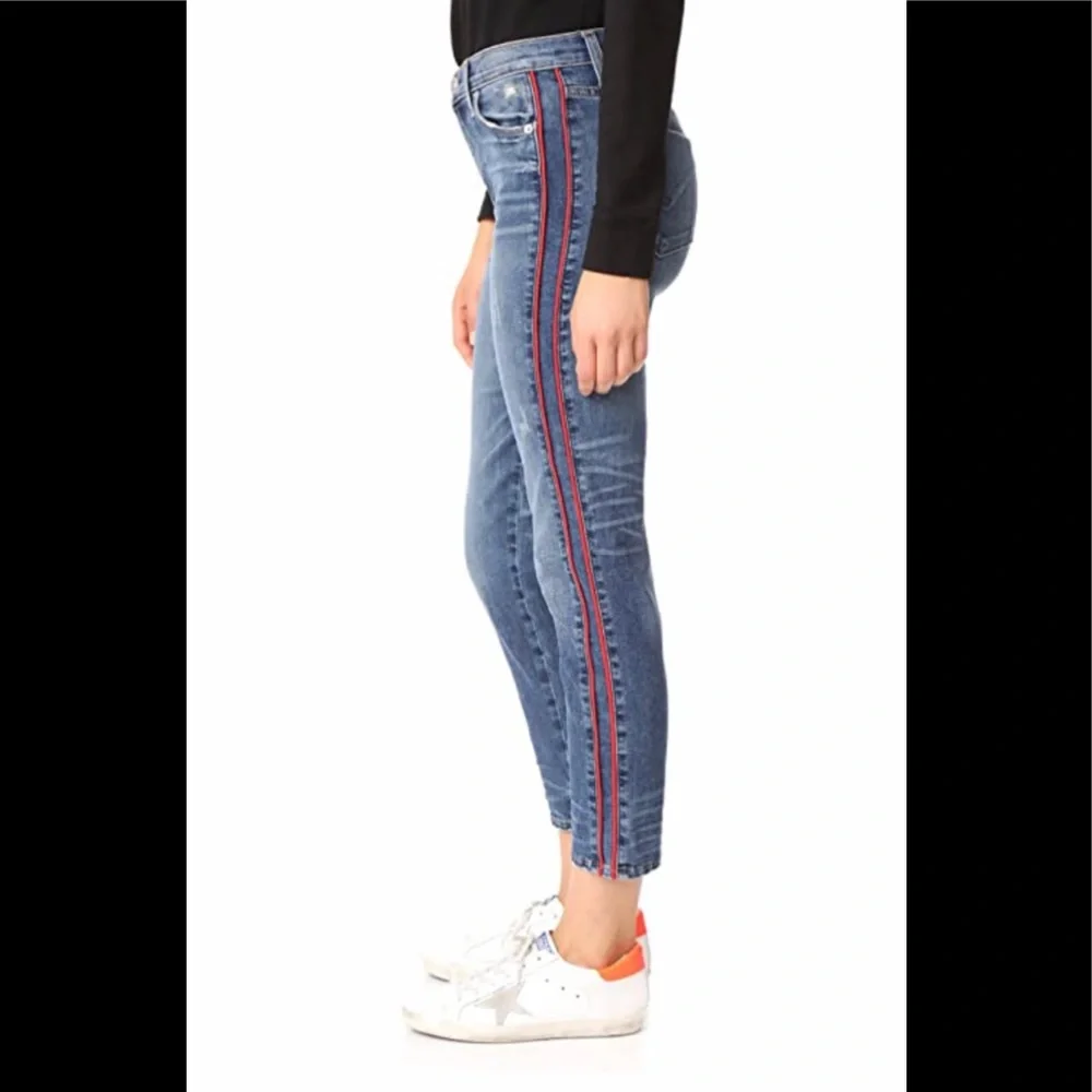 Hudson Zoey High Rise Red Tuxedo stripes Jeans 27 - Picture 14 of 16